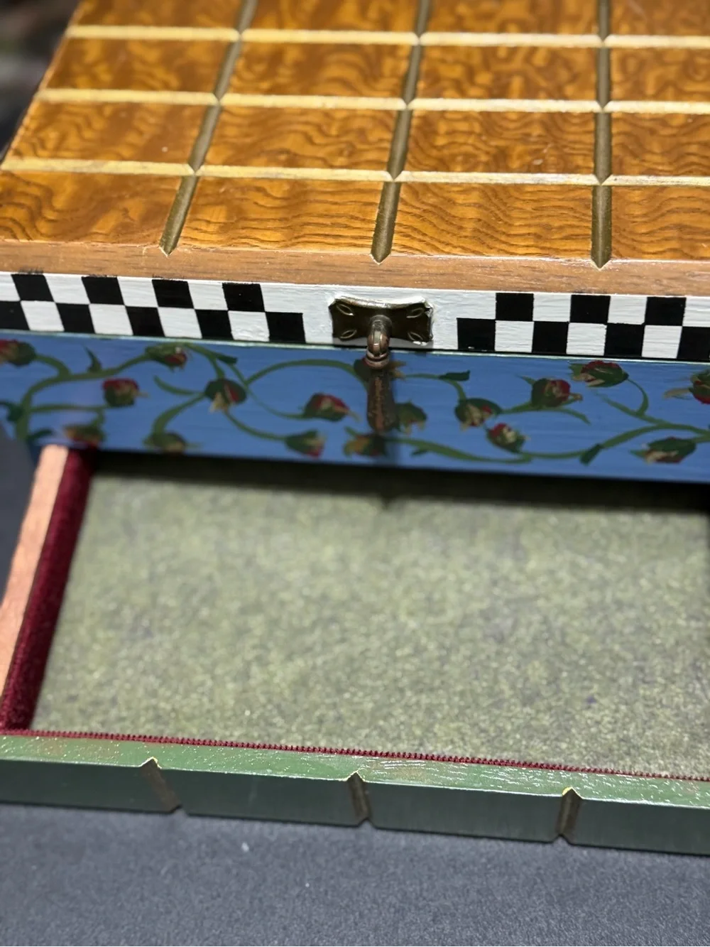 Wooden Grid Accent Box Hand Crafted